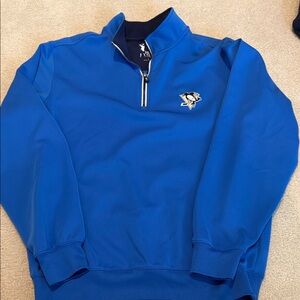 Men's Blue Quarter-Zip Pullover Sweater with Team Logo